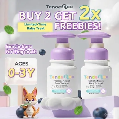 Tenderoo ToothGel Probiotic + Vitamin C • Blueberry Flavor • 0–3 Years Buy 2 Get 2x Freebies