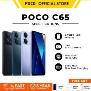 POCO C65 Smartphone 6.74 Display 50MP Dual Camera Helio G85 5000mAh Battery 18W Fast Charging