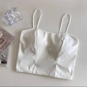 Lolipoli Tanktop With Cup Bra Singlet Wanita Bahan Kulit