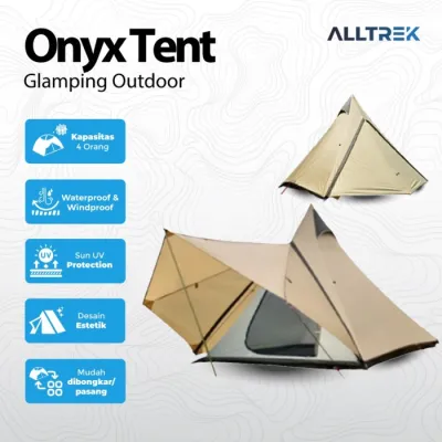 ALLTREK Tenda Camping ONYX Pyramid Tent Outdoor Double Layer 4 Person - Cream ONYX