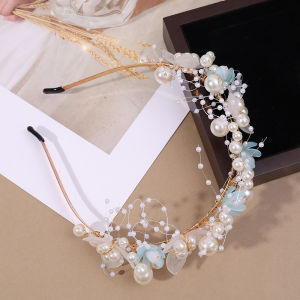 Elegant Pearl Flower Headband Bohemian Girls Bridal Wreath Hair Hoop Women Wedding Sweet Headwear Hair Accessories