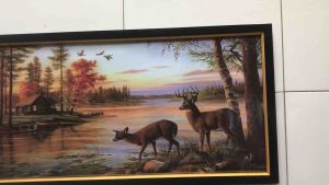 Hiasan Dinding Gambar Cetak Pemandangan sungaidua rusa plus Bingkai uk 100cm x 50cm