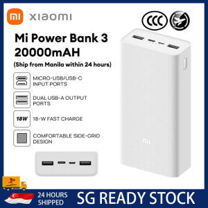 ✨SG【stock】CCC certification XIAOMI Mi Powerbank 3 PLM18ZM 20000mAh Upgrade 2C Version 18W Fast Charge Dual Input Output Port