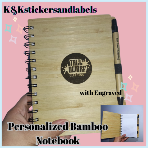 K&Kstickersandlabels Personalized Bamboo Notebook with Pen / Laser Engraved / Giveaways - Souvenirs