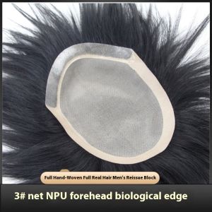 3สุทธิ NPU หน้าผากชีวภาพ Edge100 % เส้นผมมนุษย์ผู้ชาย Toupee แฟชั่นและสไตล์หล่อแฮร์พีซติดผมระบายอากาศตาข่ายวิกผมสั้นสีธรรมชาติสำหรับผู้ชาย