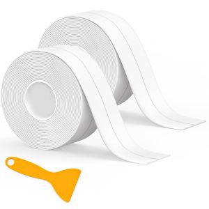 Caulk Tape Waterproof Self Adhesive 3 Rolls Toilet Caulk Sealing Strip Bathtub Caulking Sealant Tape for Kitchen Bathroom Countertop Sink Floor Wall Edge Protector(1.5" x 10.5Ft)