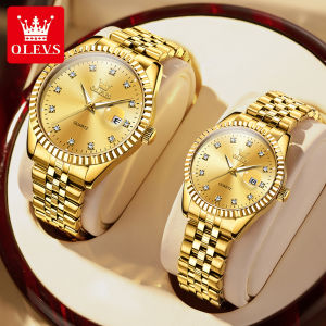 fashion OLEVS couple watch for men and women waterproof 2023 original double calendar luminous stainless steel luxury watches