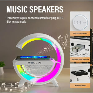 Wireless Charger LED Night Light RGB Atmosphere Lamp Smart App Bluetooth Speaker for SmartPhone Room Decor Desktop