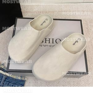Mostwear Casual Slip-on Clogs Platform Borken Style Comfortable Close Toe With Versatile Retro Design For Womens Footwear (+1 upsize bigger)