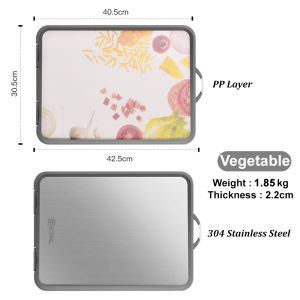 lunn ZPLUS Double Sided SUS304 Stainless Steel Chopping Board Dual Side Standable Antibacterial Kitchen Cutting Board
