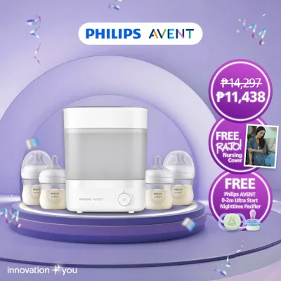 Philips AVENT Premium Electric Steam Sterilizer with Dryer Free Nursing Cover Bundle