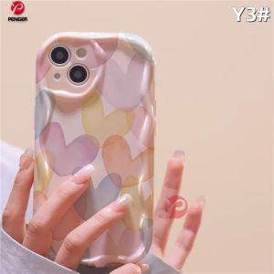 (Lokal Ready) PENGER Casing hp Vivo Y36 Y27 Y16 Y12s Y20 Y02A Y02T Y35 Y11 Y17 Y21 Y15 Y12 Y30i Y22 Y15s Y20s Y22s Y21A Y12i Y21s Y15A Y33s Y51 Y91C Y91 Art Watercolour 3D Wavy Curved Edge Love Heart Case