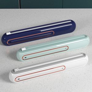 OLOPYN Wall-mounted ic Cling Film Cutting Box Refillable with Suction Cup Tin Aluminum Foil Dispenser Safety Space-saving Plastic Wrap Dispenser Baking Paper