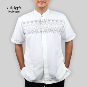 Holyape Baju Koko Muslim Medium Jumbo Lengan Pendek Polikatun Putih Tulang 04 Sahm