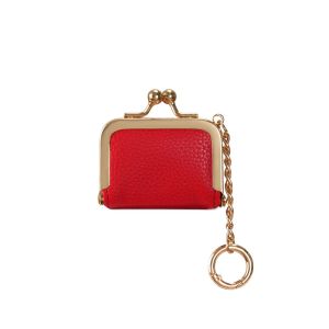 SWEET Multicolored Kiss Lock Coin Purse Mini With Keychain Leather Jewelry Bag Simple Multifunctional Small Item Bag Woman Girl