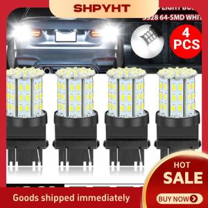 SHPYHT หลอดไฟ LED 3157สีขาว4ชิ้นหลอดไฟ LED ย้อน3156 4157สว่างมากสำหรับไฟเบรกท้ายไฟสำรองไฟเลี้ยว