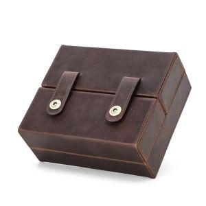 CONTACTS FAMILY Genuine Leather Pipe Case 7 Tubes Holder Portable Humidor Box Travel Storage