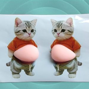 CRUSHES Squeezable 3D Shiba Inu Stickers Chubby Shiba Inu Soft Pink Background 3D Stickers Cute Dog Belly Sticker Phone Case Decoration Childrens Birthday Party