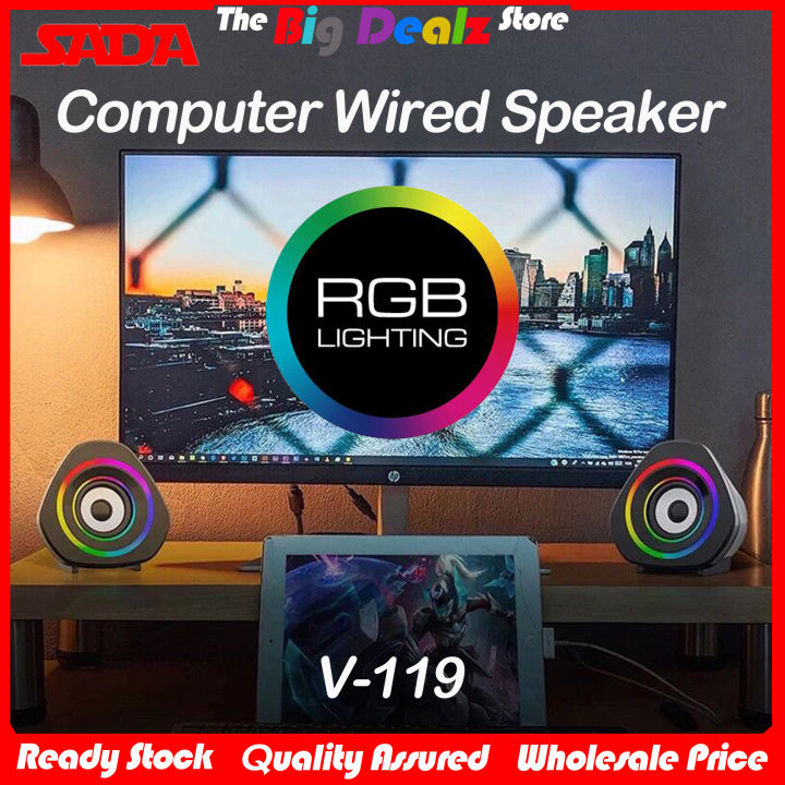 Rgb Computer Sound Sada V-119 Computer Wired RGB Light Sound Box Speakers For PC Desktop ...