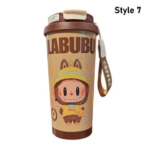 LUQIU Doraemon Labubu Coffee Cup Crayon Shin chan 520ml Thermal Cup Portable Reausable Water Cup Kid Gift