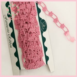 [PER ROLL] Renda Bunga Renteng Pink Kecil lebar 2cm - vintage rustic hiasan souvenir hantaran hiasan mukena hiasan hijab aksesoris hampers hadiah dekorasi souvenir seserahan pernikahan