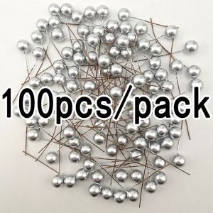 100pcs Christmas Decor Artificial Holly Berry Wire Bundle Mini 10 Mm Fake Berries on Wire for DIY Xmas Tree Craft Making