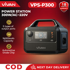 VIVAN VPS-P300 Power Station 300W/AC-220V with 5 output ports 96000mAh/300Whsafe chip 18-month warranty. Power Bank Solar Ready