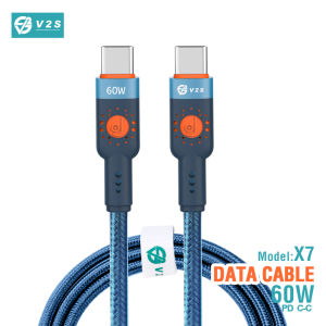 V2S X7 60W PD Type C to Type C Fast Charging Data Cable 1 Meter Type C Quick Charge Cord Widely Compatible