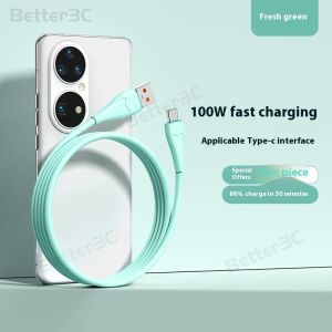 100W Ultra Fast Charging USB to Type C Cable Liquid Soft Silicone Data Cable Phone Charger Cable For Tablet/Laptop
