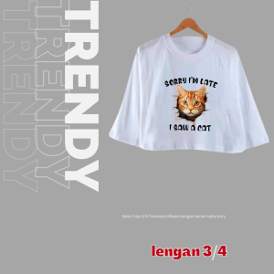 JBF kaos 3/4 cewek Sorry Iam Late