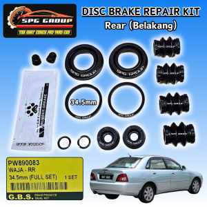 GBS FRONT / REAR DISC BRAKE CALIPER REPAIR KIT - PROTON WAJA 1.6/1.8IRIZ (54MM / 34.5MM)