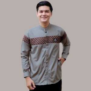 Baju Koko Pria Lengan Panjang Motif Kobata Kombinasi Batik Khas Dari Pekalongan