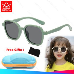 IMPALA QT1039Q Fashion Kids Sunglasses for Baby Boys Girls UV400 Lens Colorful Frame Sports Style Eyewear for Children 2-8 Years Old with Glasses Case