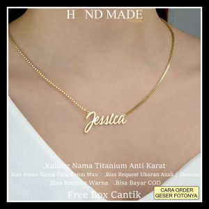 kalung nama titanium anti karat anak dewasa kalungnama aksesoris wanita necklace titanium aksesoris fashion
