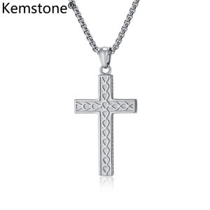 Kemstone Mens Cross Pendant Necklace Stainless Steel Cross Black Gold Plated Jewelry