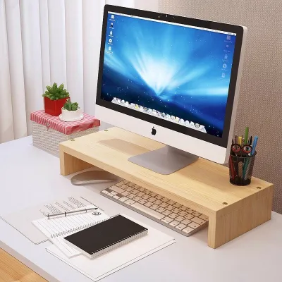Kệ gỗ để màn hình máy tính laptop cho bàn làm việc 50x20x10 cm