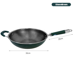 Onetwone 32cm honeycomb frying pan non-stick flat pan 430 stainless steel wok gas and induction cooker pot cellular texture pan
