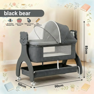 Baby Electric Cradle Bed Electric Rocking Swing with Remote Control & Bluetooth Music Mosquito Net & Storage Basket