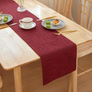 New Thick Linen Solid Color Table Runner Light Luxury Home Boxer Bed Flag Western Restaurant Decoration Office Conference Tablecloth 4 6 8 Seats