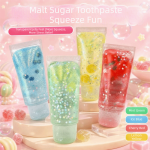 SWEET LORD Glitter Fruit Toothpaste Squishy Toy Shapeable Non-Bounce Squishy Toy Children Sensory Facial Cleanser Fidget Kids Adults