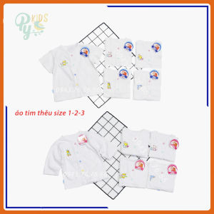 Áo cổ tim sơ sinh hình thêu Bibo cotton 100% tay ngắn-tay dài cho bé từ 3-15 kg