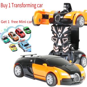 Bump & Transform Robot Car Toy Automatic Deformation 2-in-1 Vehicle for Toddler Boys