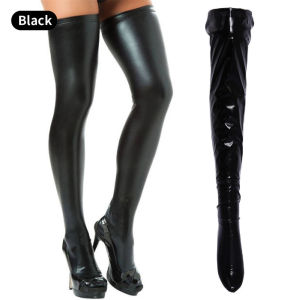 Knee Over Socks Synthetic Leather Tight Fitting Knee Over Pantyhose for Women