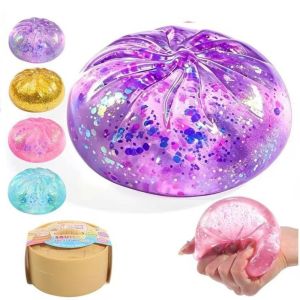 NovaWear crunchy squishy toys for boy/girls Colored Glitter Dumpling Squishy Toy Bun Realistic Food Dumpling Fidget Toy Mini Crystal Transparent Slow Rebound Bao Bun Kids Gifts