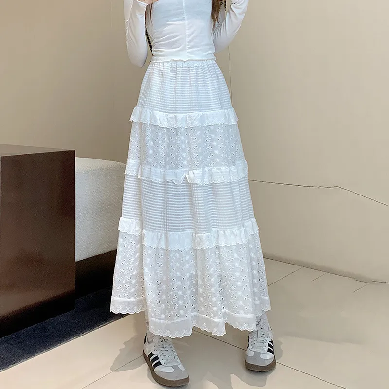 HOT Long Skirt Plus Size White Skirt 4xl S-4XL Women Long Maxi