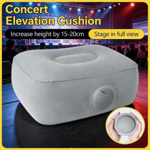 Foldable Inflatable Booster Seat Press-to-Inflate Plush Fabric Portable Foot Rest Skin-friendly Leg Up Support Heighted Footrest Pillow Concerts Events