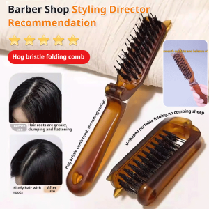Folding and portable hairbrush Hog bristle comb Soft and durable Effective scalp massage antistatic Beauty Skin Care