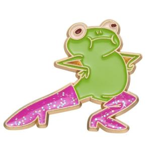 Cartoon High Heels Frogs Pins Pink Glitter Frogs Pin Brooch Accent for Women High Heels Cartoon Style Accessory