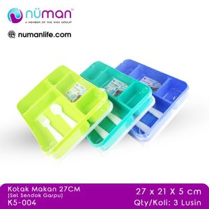 Numan - Kotak Makan 27 cm dan Sendok Garpu Plastik Set