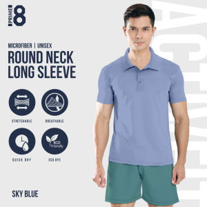 Prime8 x 888.co Aerofit Polo Shortsleeve Microfiber Dryfit Tshirt Jersey Sport Baju T Shirt Men Women SKY BLUE